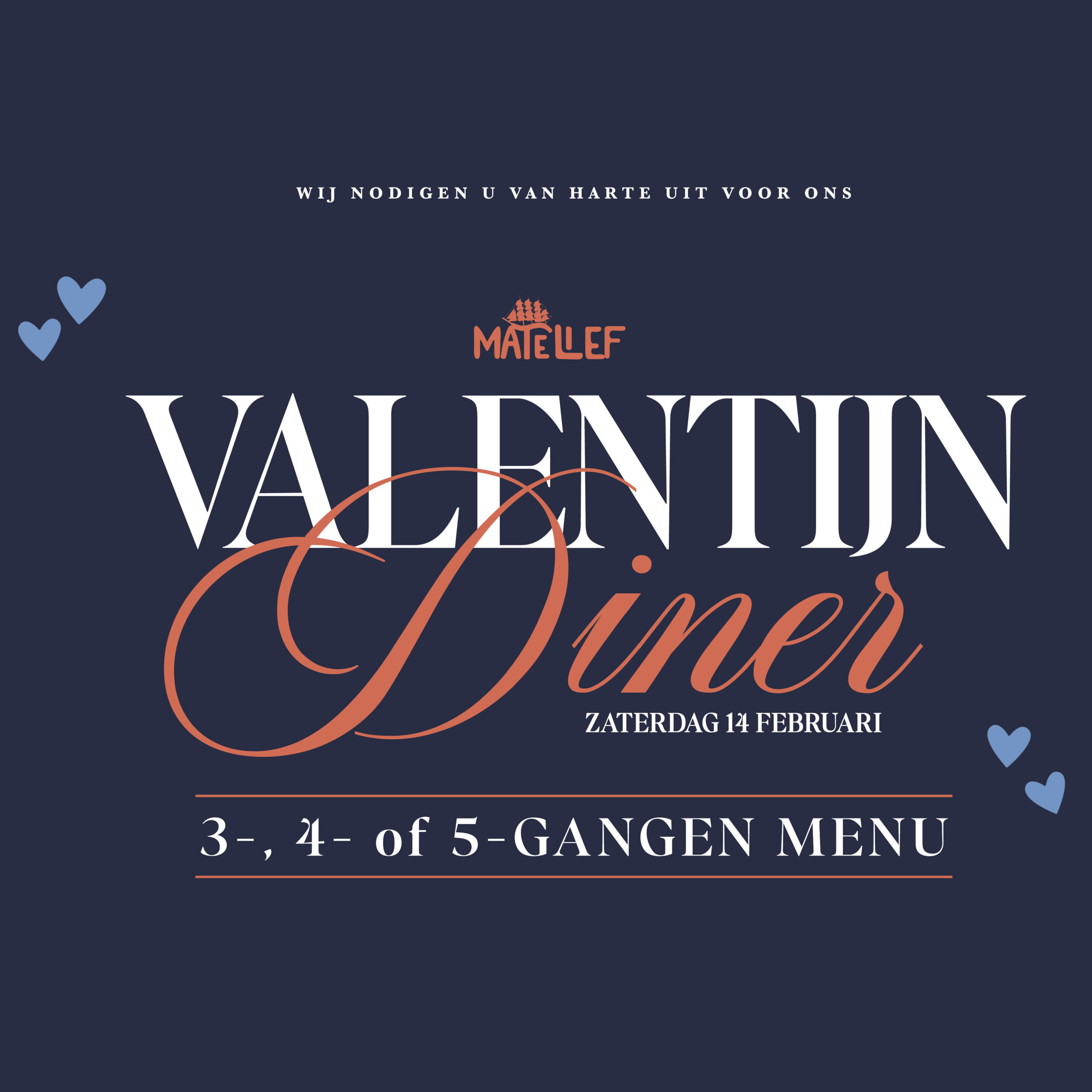 Vier Valentijn in Rotterdam met een speciaal Valentijnsdiner bij Matelief in de Oude Haven. Geniet van een 3-, 4- of 5-gangenmenu, uitsluitend op reservering.